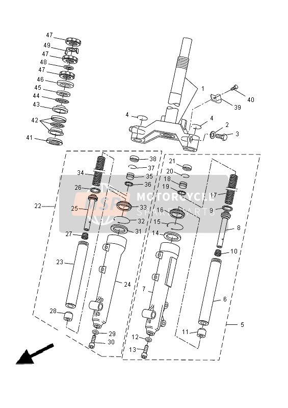 Yamaha EW50N 2014 Forcella anteriore per un 2014 Yamaha EW50N